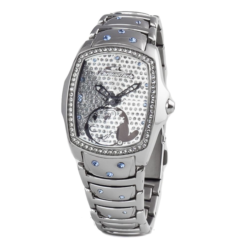 Chronotech Silberne Edelstahl-Armbanduhr