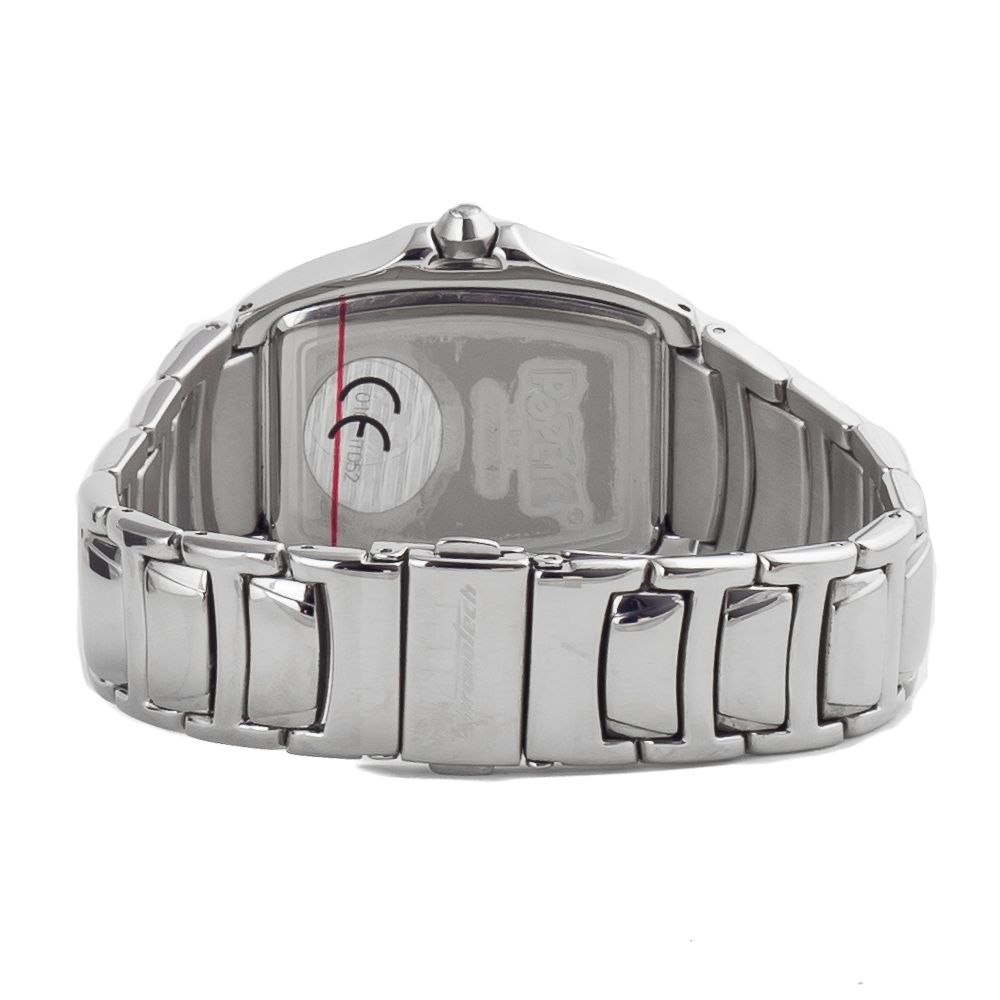 Chronotech Silberne Edelstahl-Armbanduhr