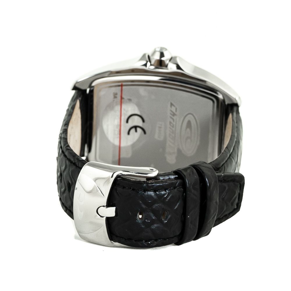Chronotech Schwarze Leder-Kleidungsuhr
