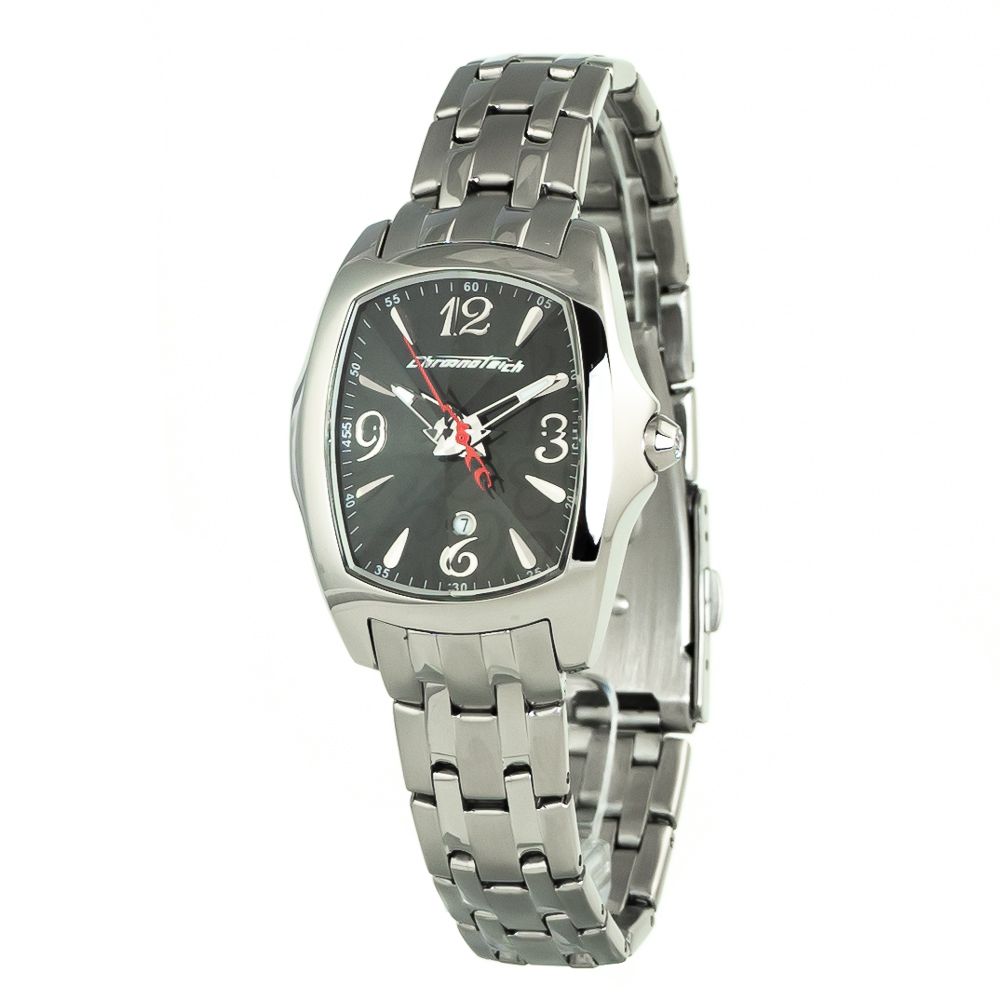 Chronotech Silberne Edelstahl-Armbanduhr