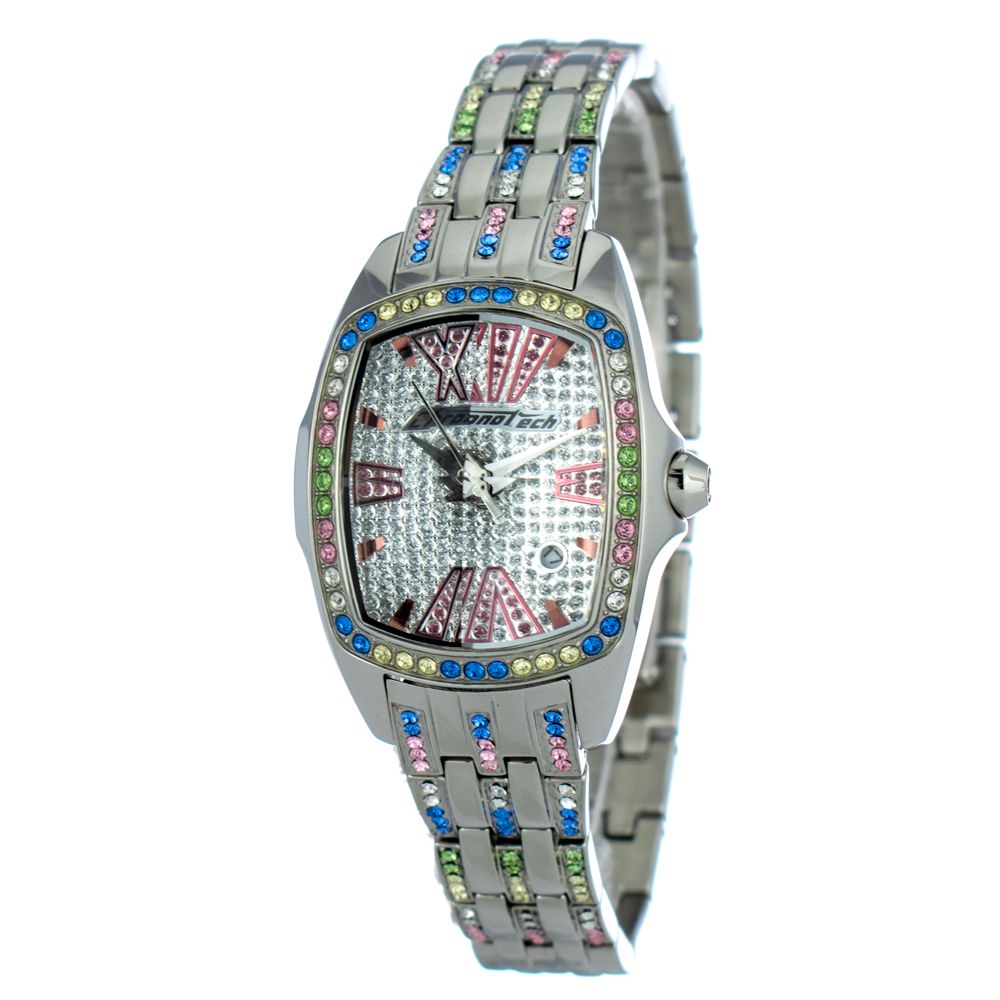 Chronotech Silberne Edelstahl-Armbanduhr