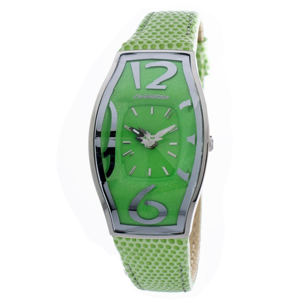 Chronotech Grüne Leder-Armbanduhr