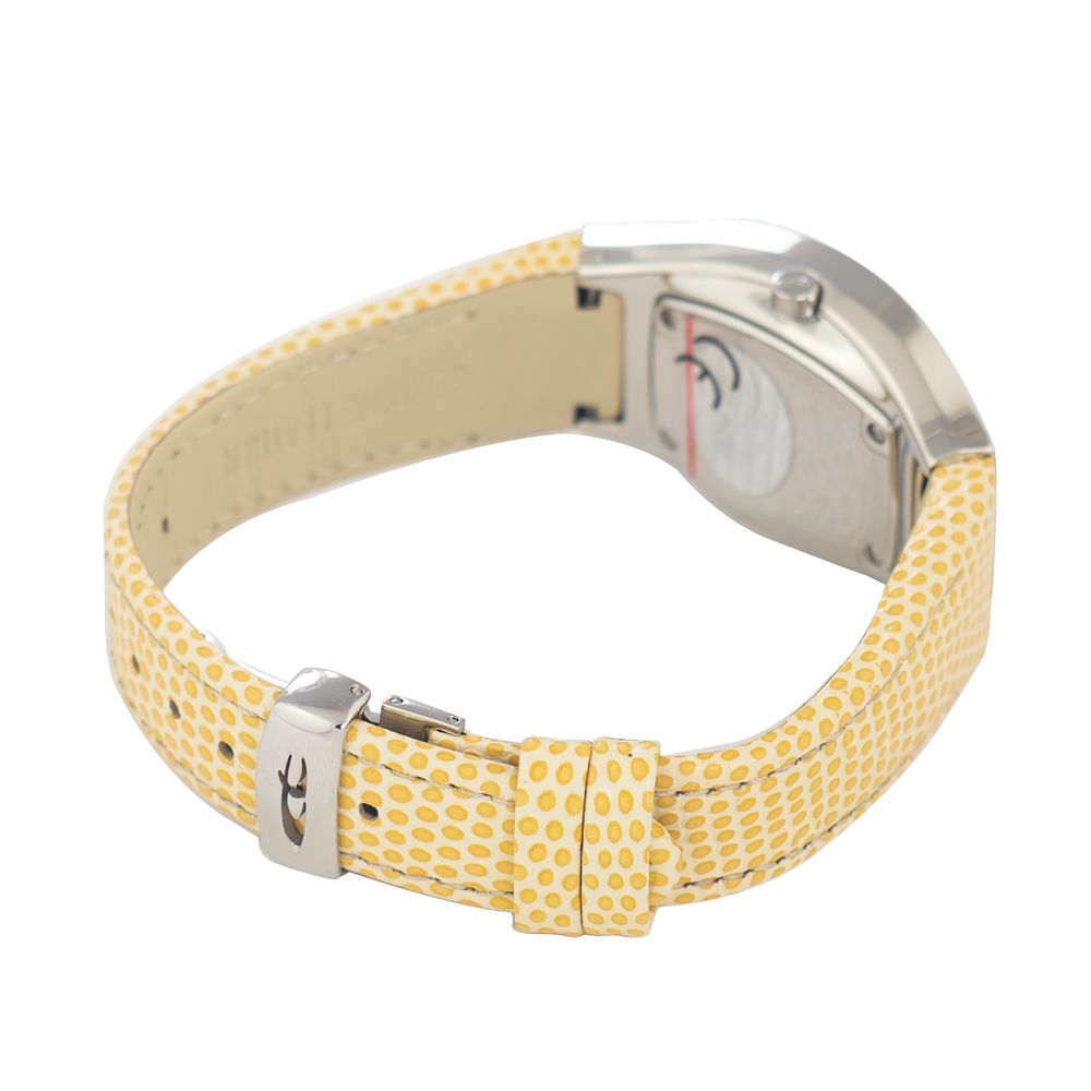 Chronotech Gelbe Leder-Kleid-Uhr