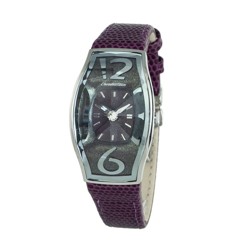 Chronotech Lila Leder-Kleidungsuhr