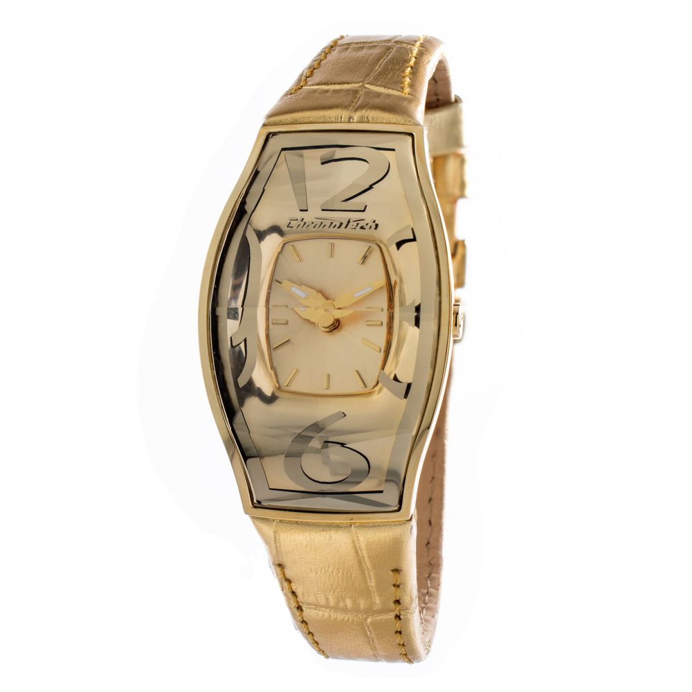 Chronotech Goldene Leder-Armbanduhr