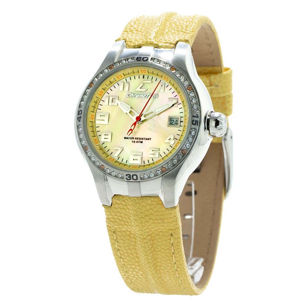 Chronotech Gelbe Leder-Armbanduhr