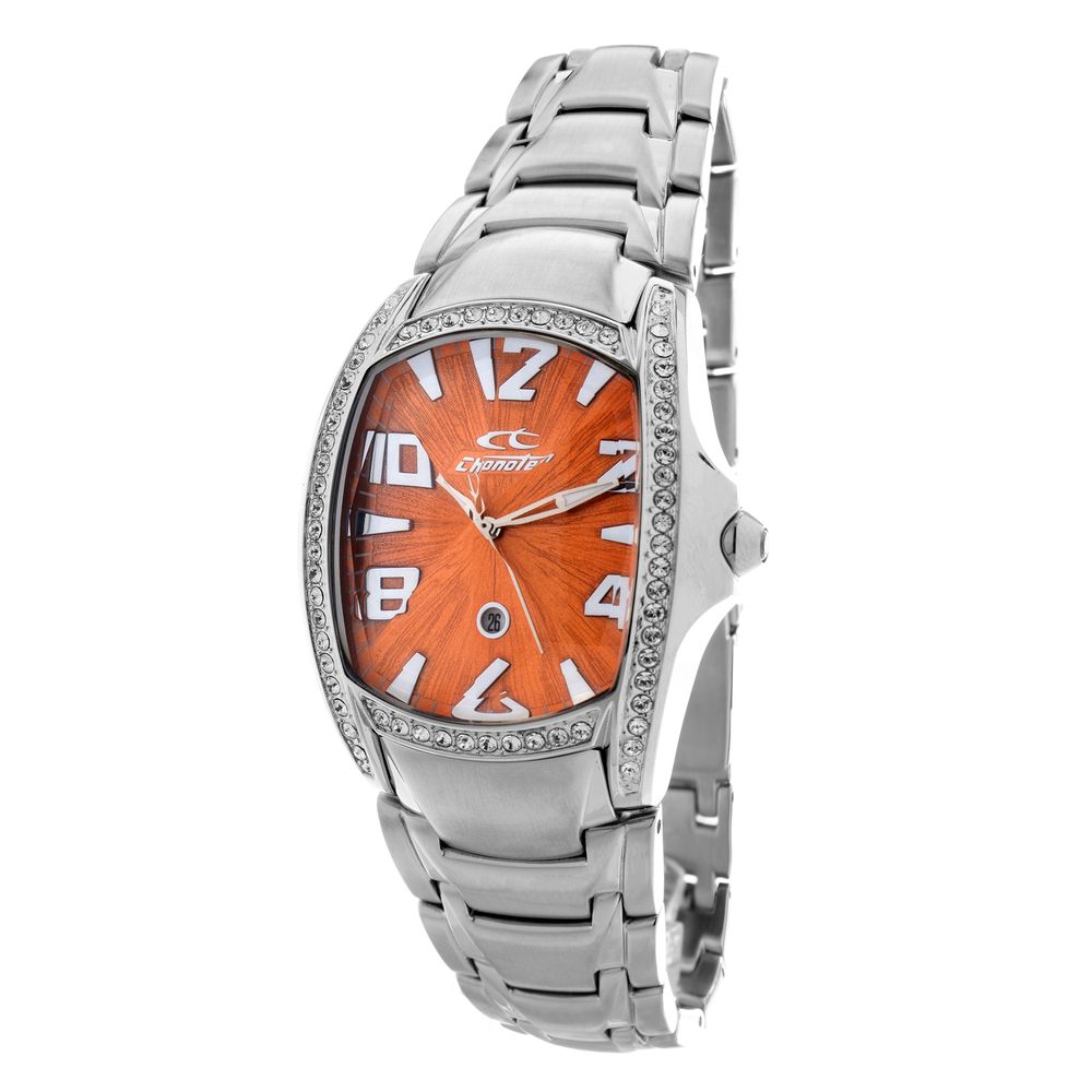 Chronotech Silberne Edelstahl-Armbanduhr