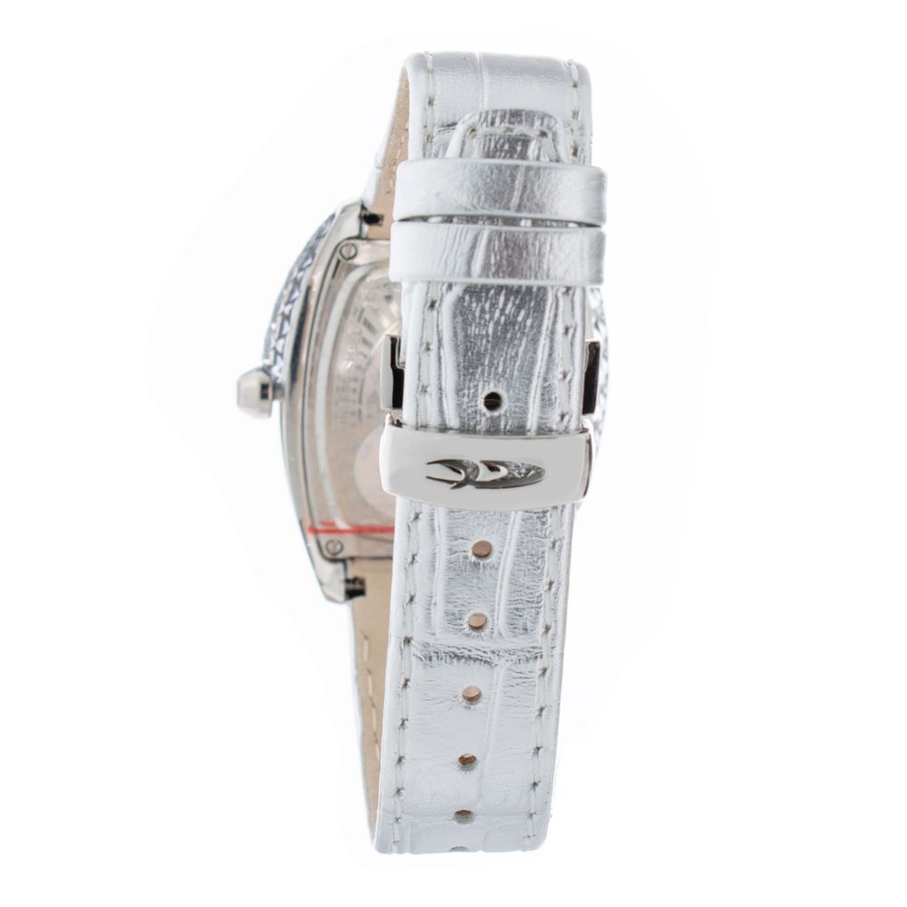 Chronotech Silberne Leder-Armbanduhr