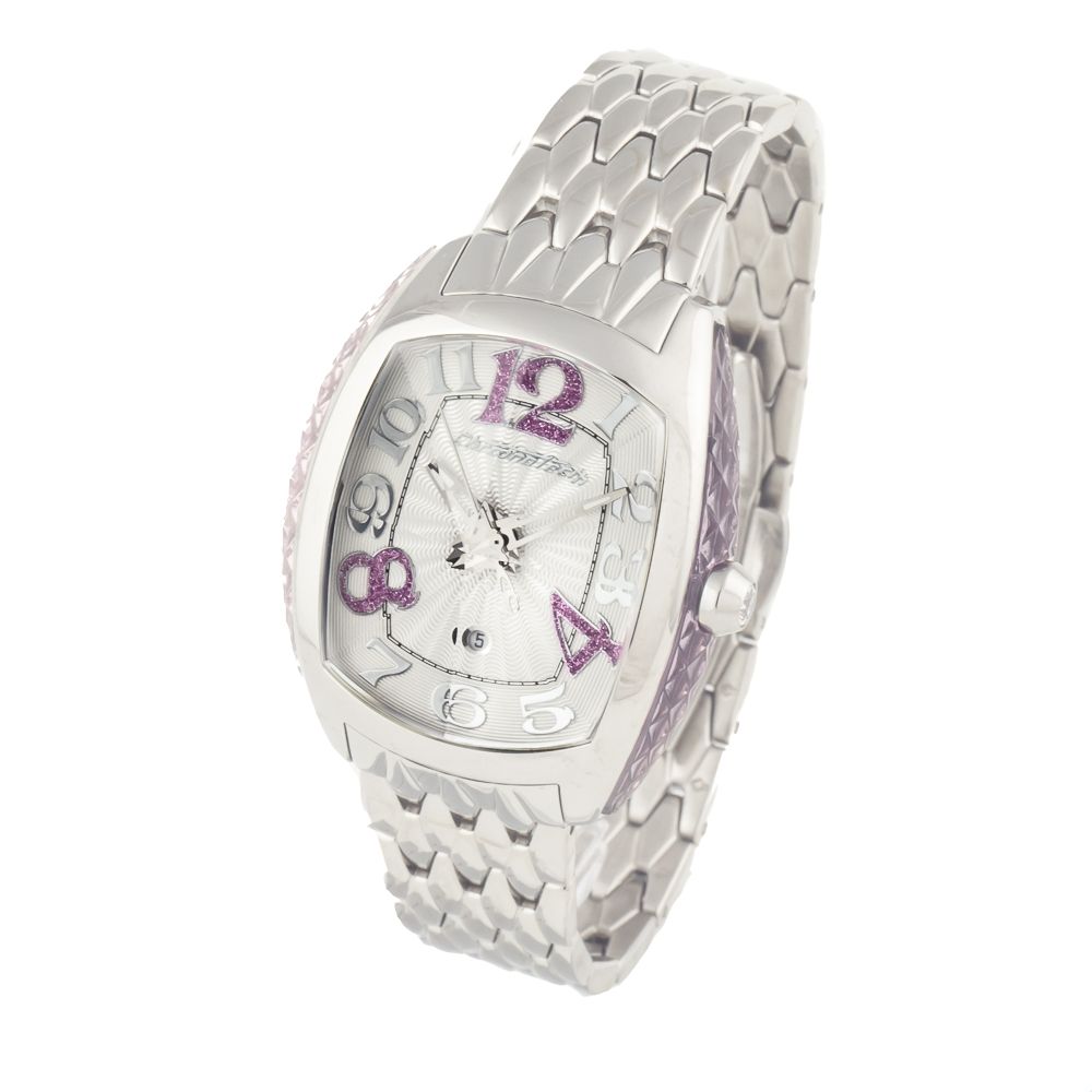 Chronotech Silberne Edelstahl-Armbanduhr