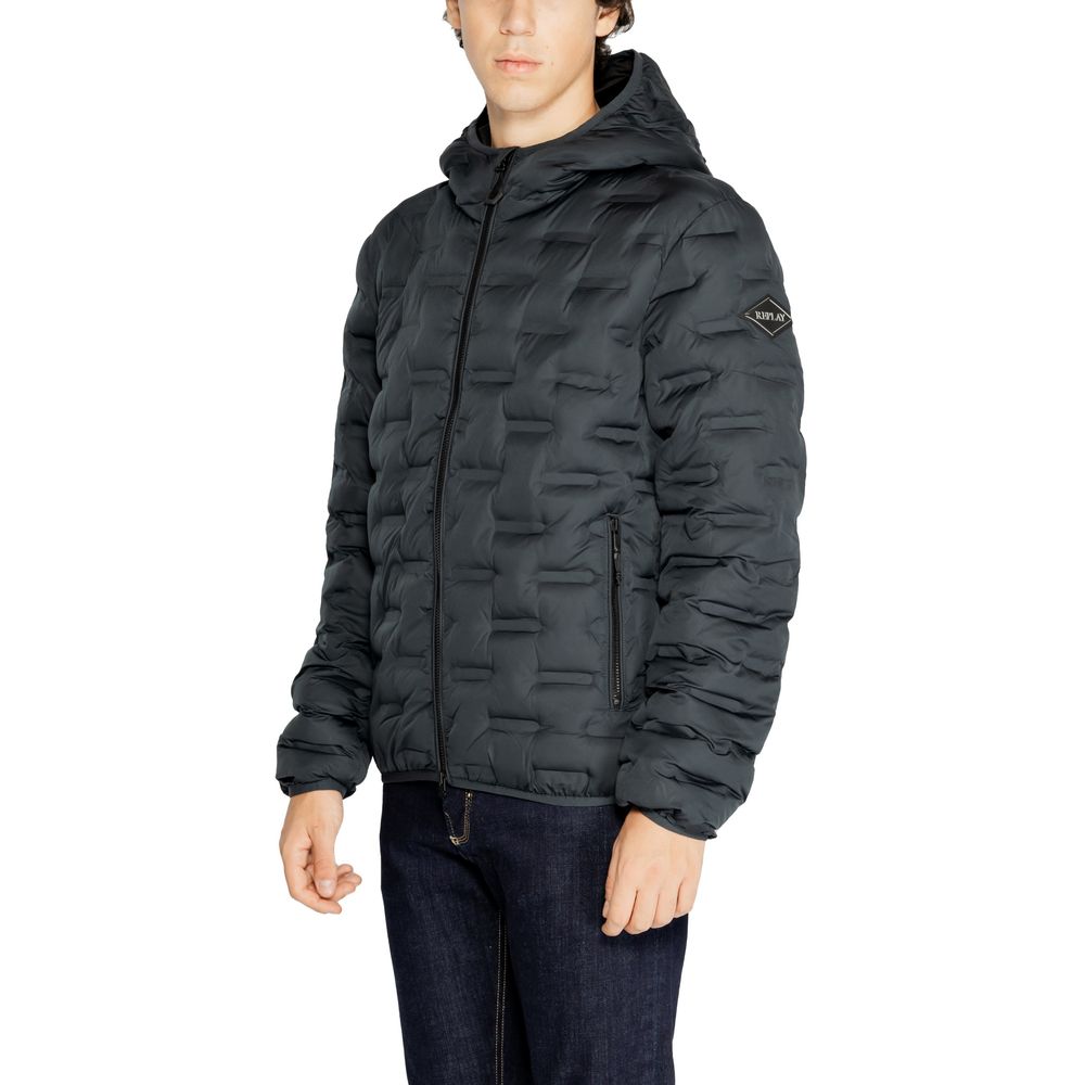 Replay Blue Polyester Full-Length Jacket