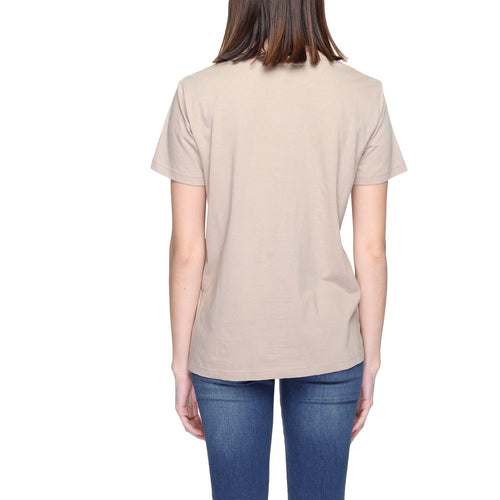 Blaues, beigefarbenes T-Shirt aus Baumwolle