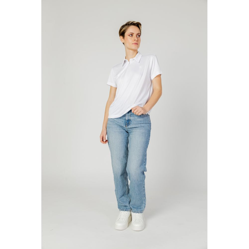 Blauer T-Shirt aus weißem Polyester