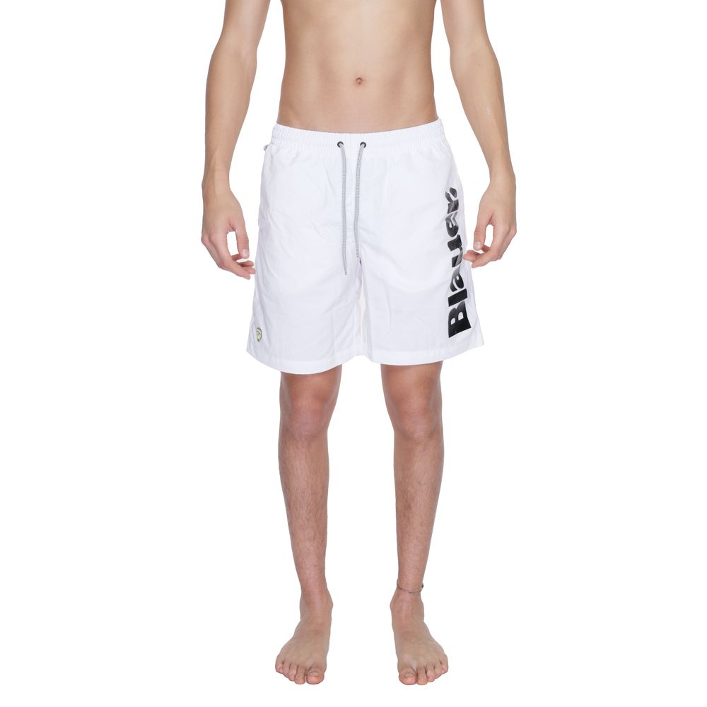 Blauer Weiße Badeshorts aus Polyamid