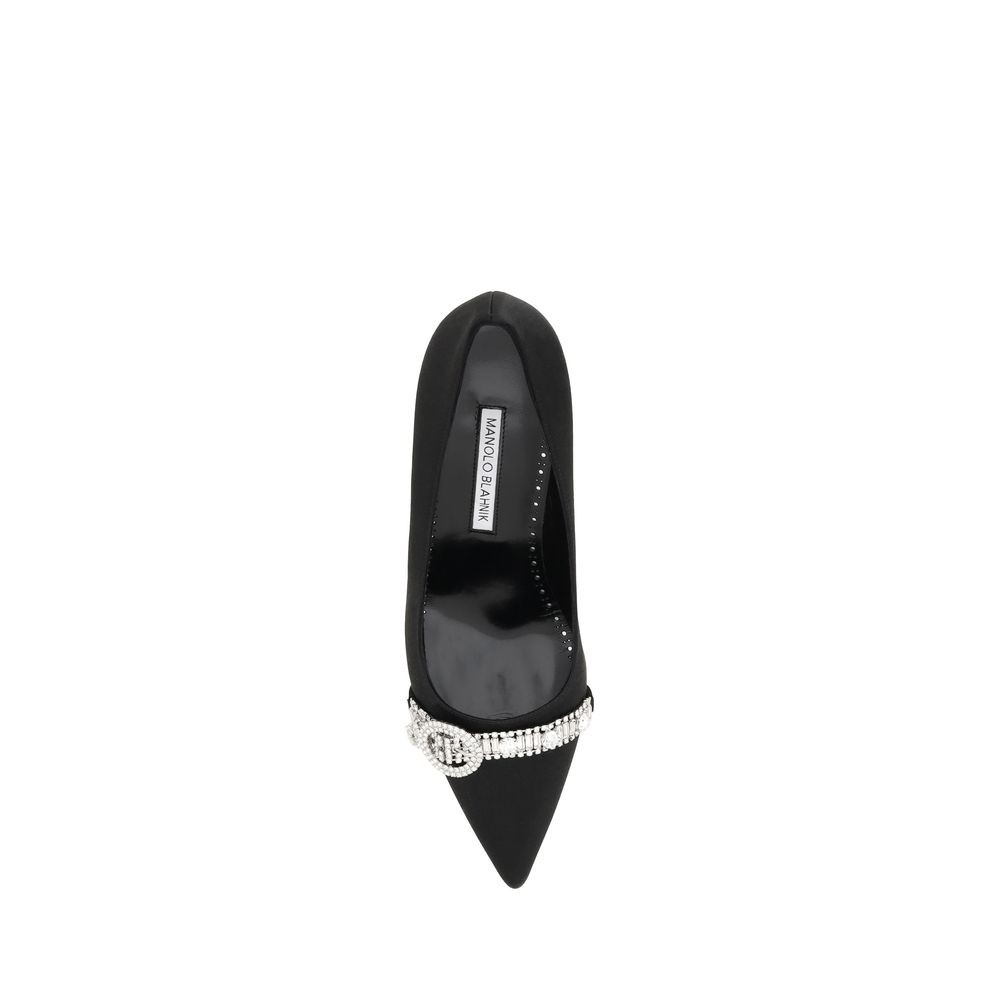 Manolo Blahnik Schwarze Asapump Satin Pumps