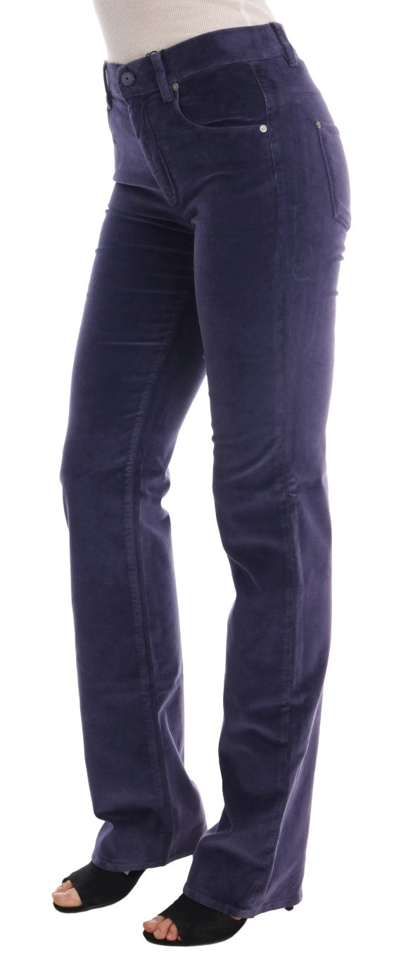 Ermanno Scervino Lila Cord Stretch-Bootcut-Hose