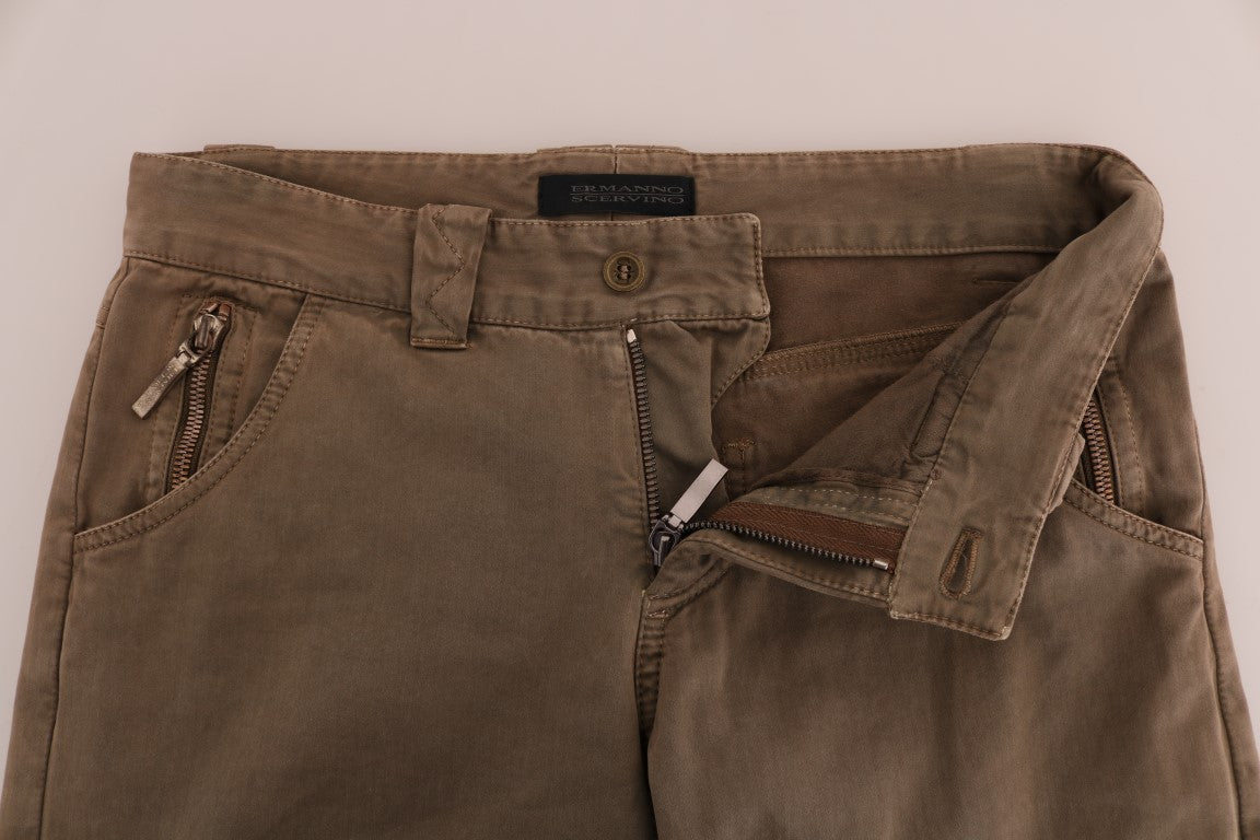 Ermanno Scervino Braun Baumwolle Casual Slim Fit Hose