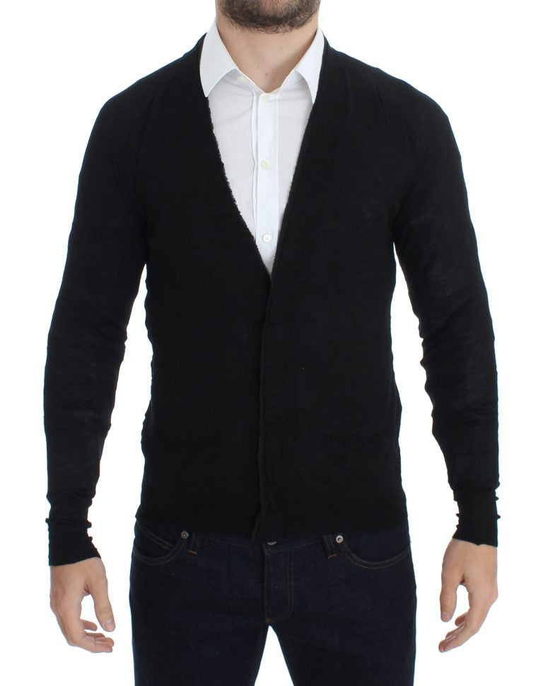 Costume National Schwarze Strickjacke mit Knöpfen aus feiner Wolle