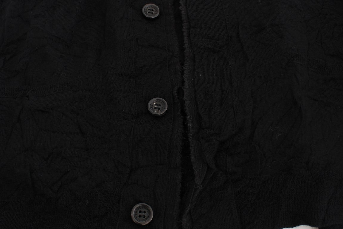 Costume National Schwarze Strickjacke mit Knöpfen aus feiner Wolle