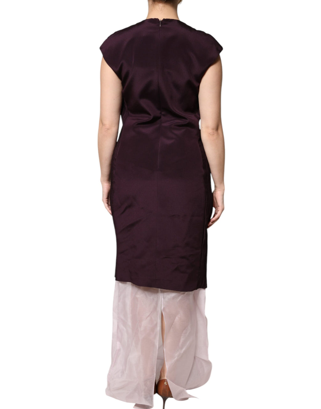Barbara Casasola Braunes Seidenmantel-Maxikleid mit kurzen Ärmeln