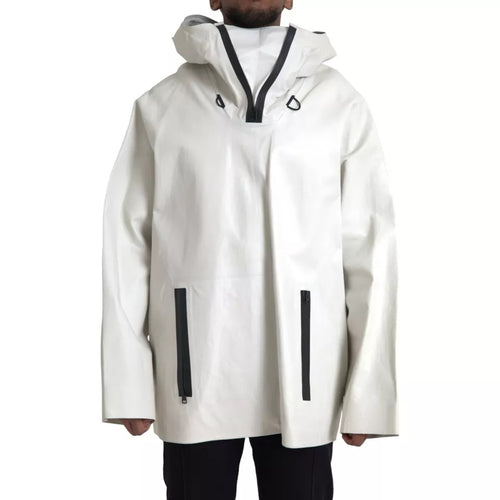 Bottega Veneta Weiße Leder Herren Regenjacke Blouson