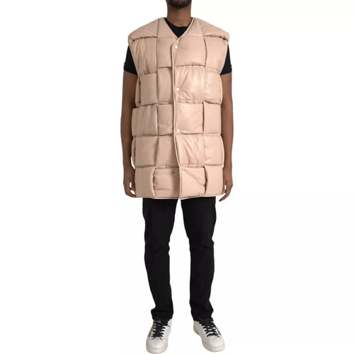 Bottega Veneta Beige Steppweste aus Kalbsleder