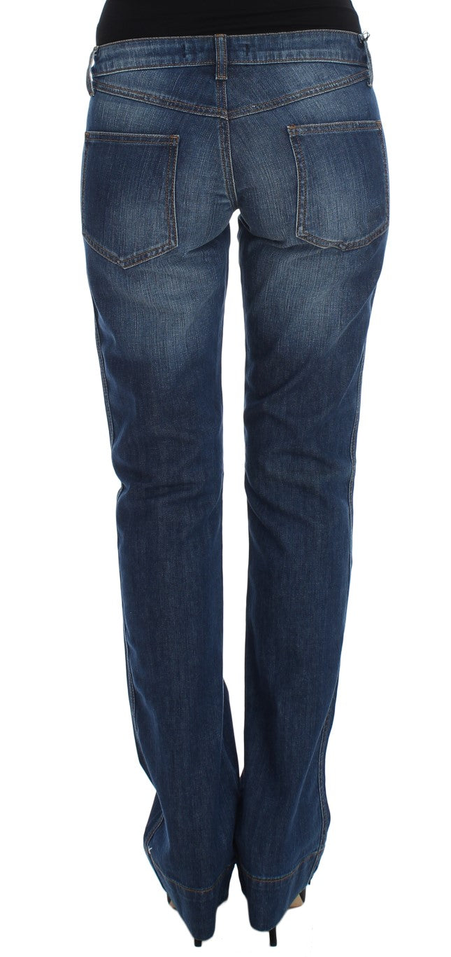 Cavalli Blau gewaschene Baumwoll-Stretch-Jeans mit Stiefelschnitt