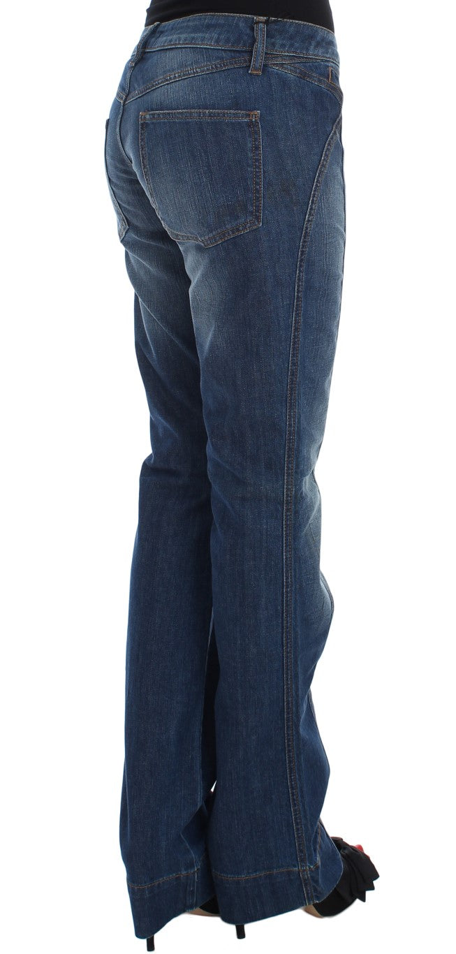 Cavalli Blau gewaschene Baumwoll-Stretch-Jeans mit Stiefelschnitt