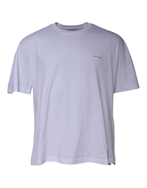Balenciaga Weißes Logo Baumwoll-Rundhals-T-Shirt mit kurzen Ärmeln