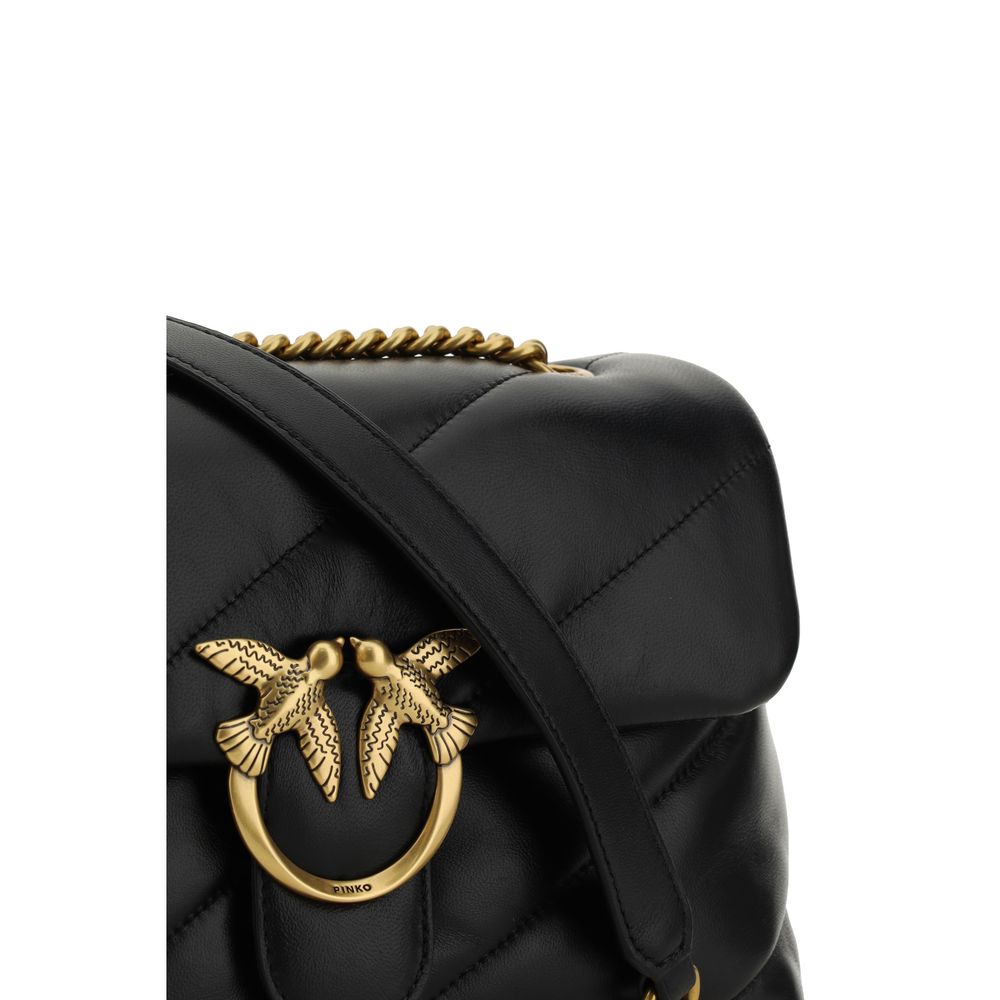 PINKO Schwarze Schultertasche aus Kalbsleder Bos Taurus