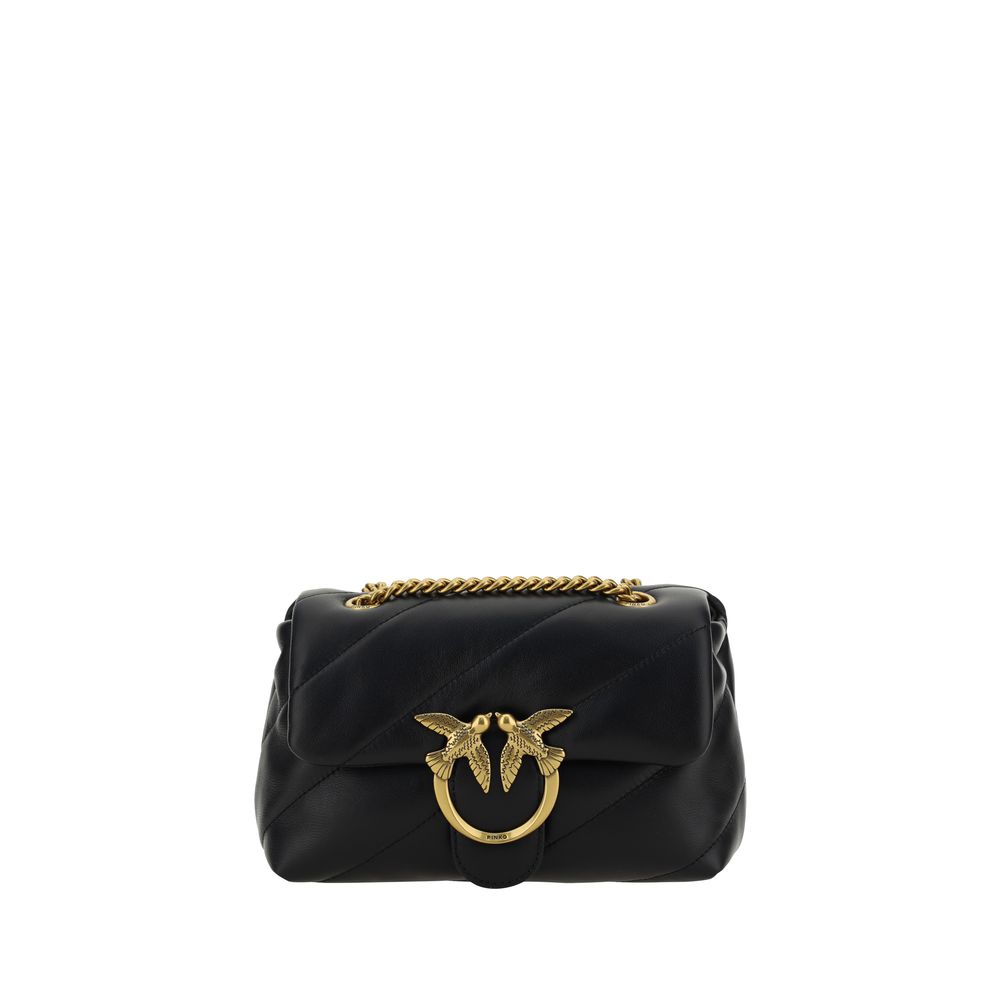 PINKO Schwarze Schultertasche aus Kalbsleder Bos Taurus