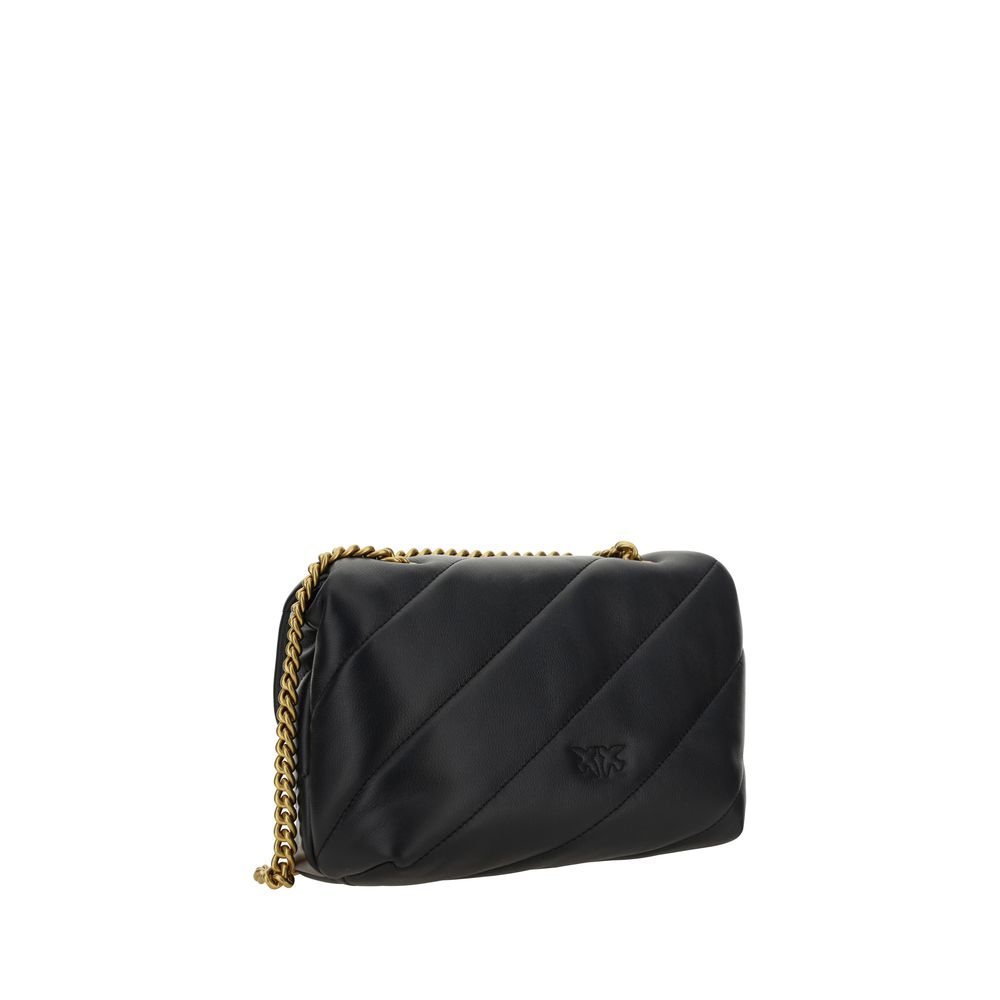 PINKO Schwarze Schultertasche aus Kalbsleder Bos Taurus