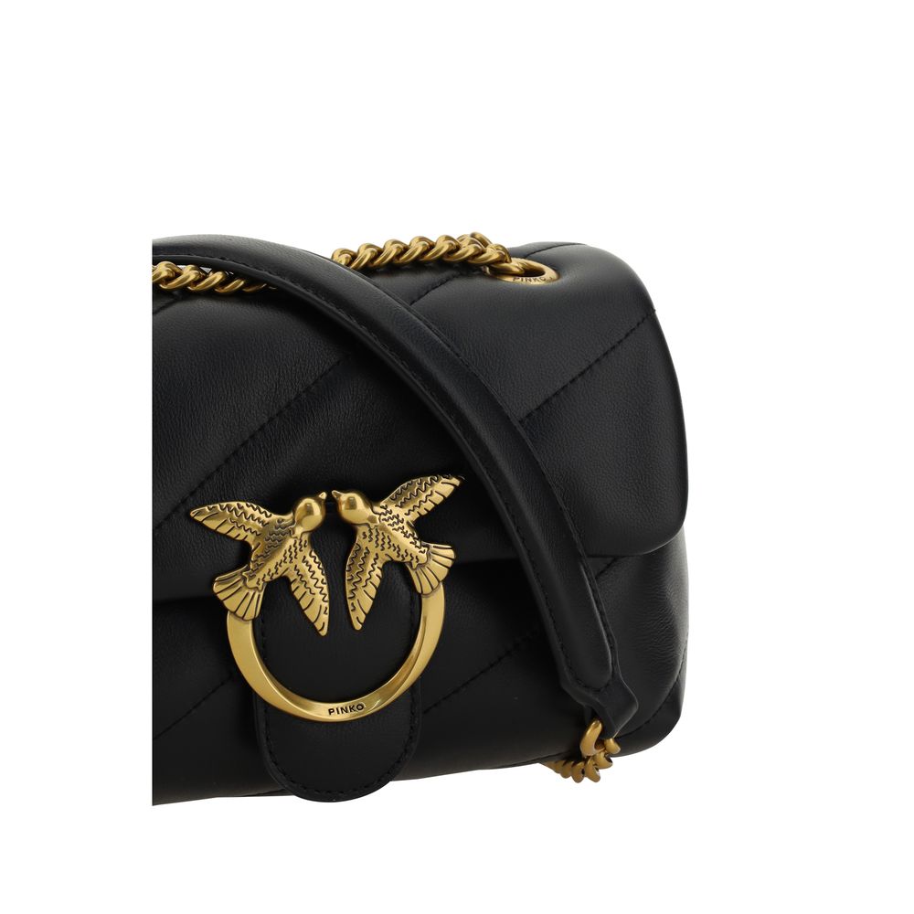 PINKO Schwarze Schultertasche aus Kalbsleder Bos Taurus
