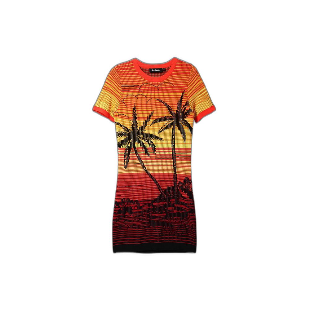 Desigual Red Viscose Midi Dress