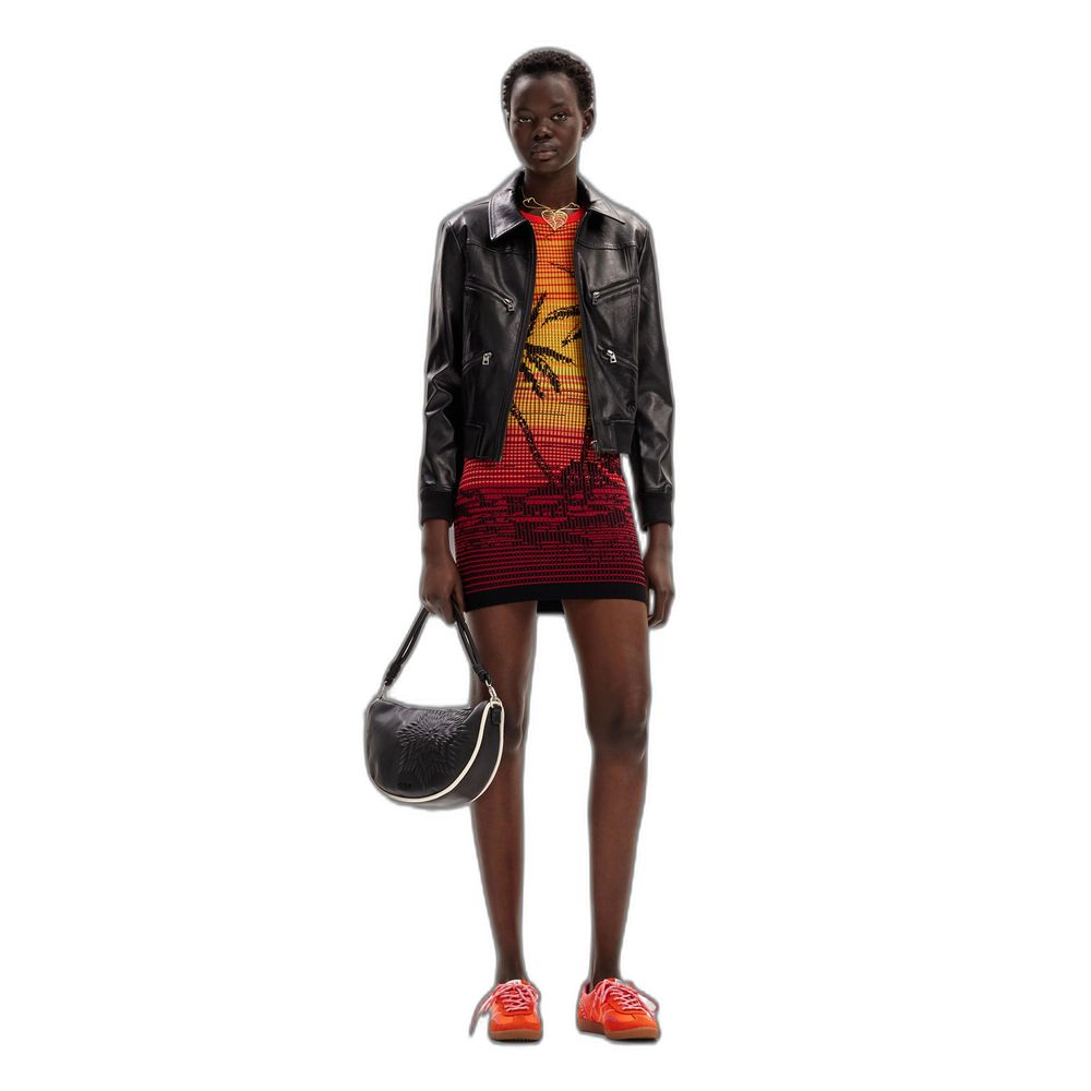 Desigual Red Viscose Midi Dress