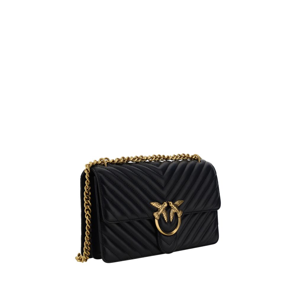 PINKO Schwarze Kalbshaut Bos Taurus Schultertasche