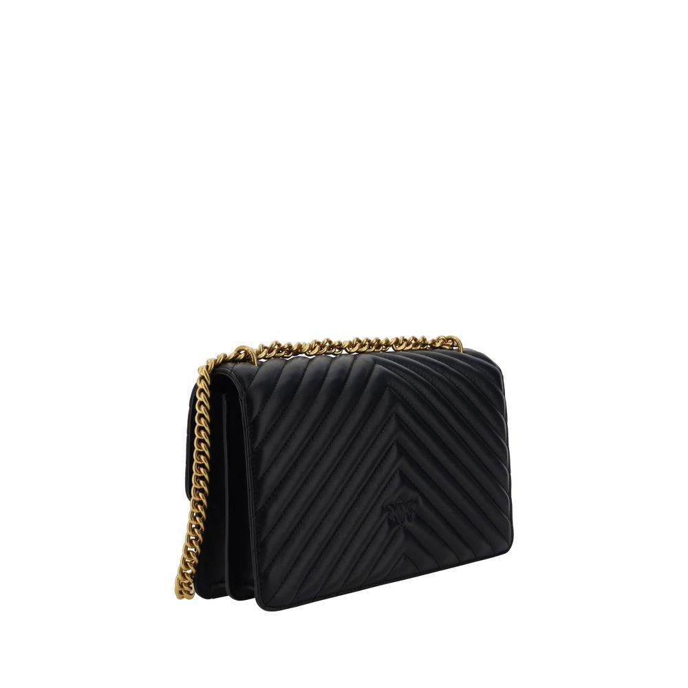 PINKO Schwarze Kalbshaut Bos Taurus Schultertasche