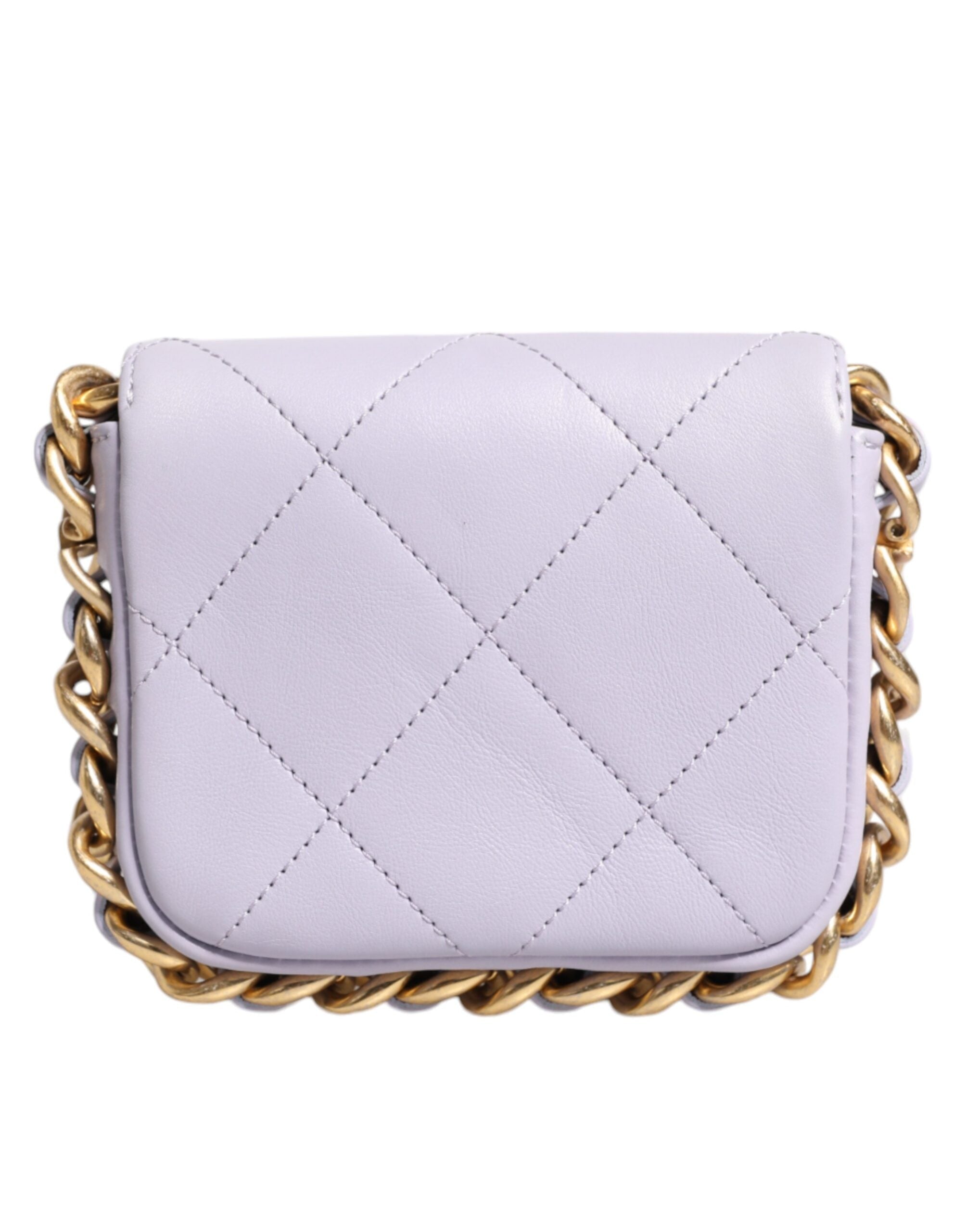 Chanel Blaue gesteppte Kalbsleder-Rahmenkette Mini-Crossbody-Tasche