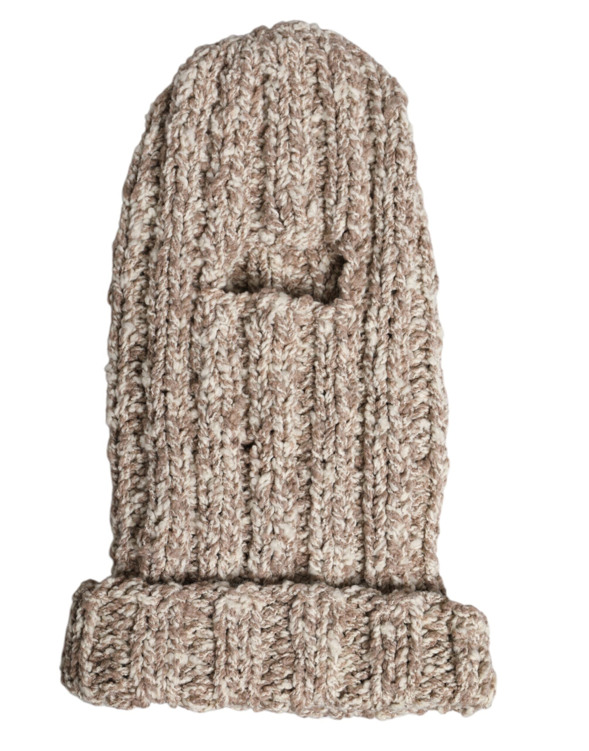 Dolce & Gabbana Beige Wolle gestrickt Skimaske Balaclava Hut