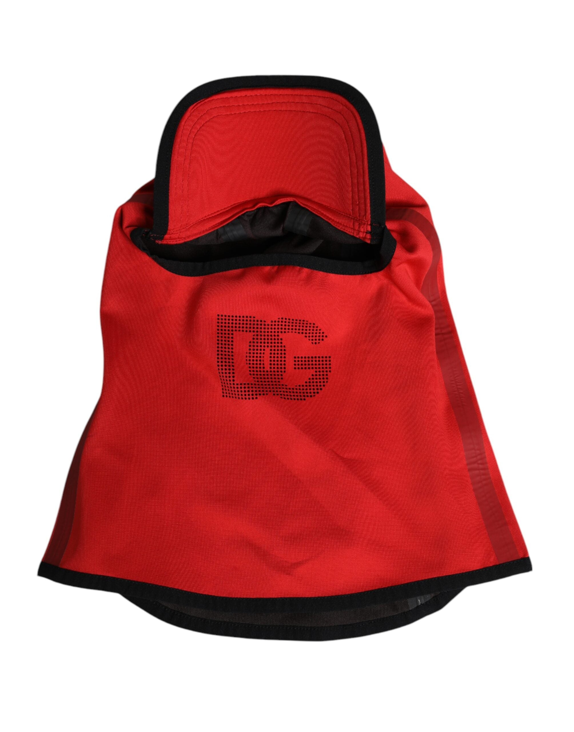 Dolce & Gabbana Rote Logo-Polyester-Mütze mit breiter Krempe Balaclava