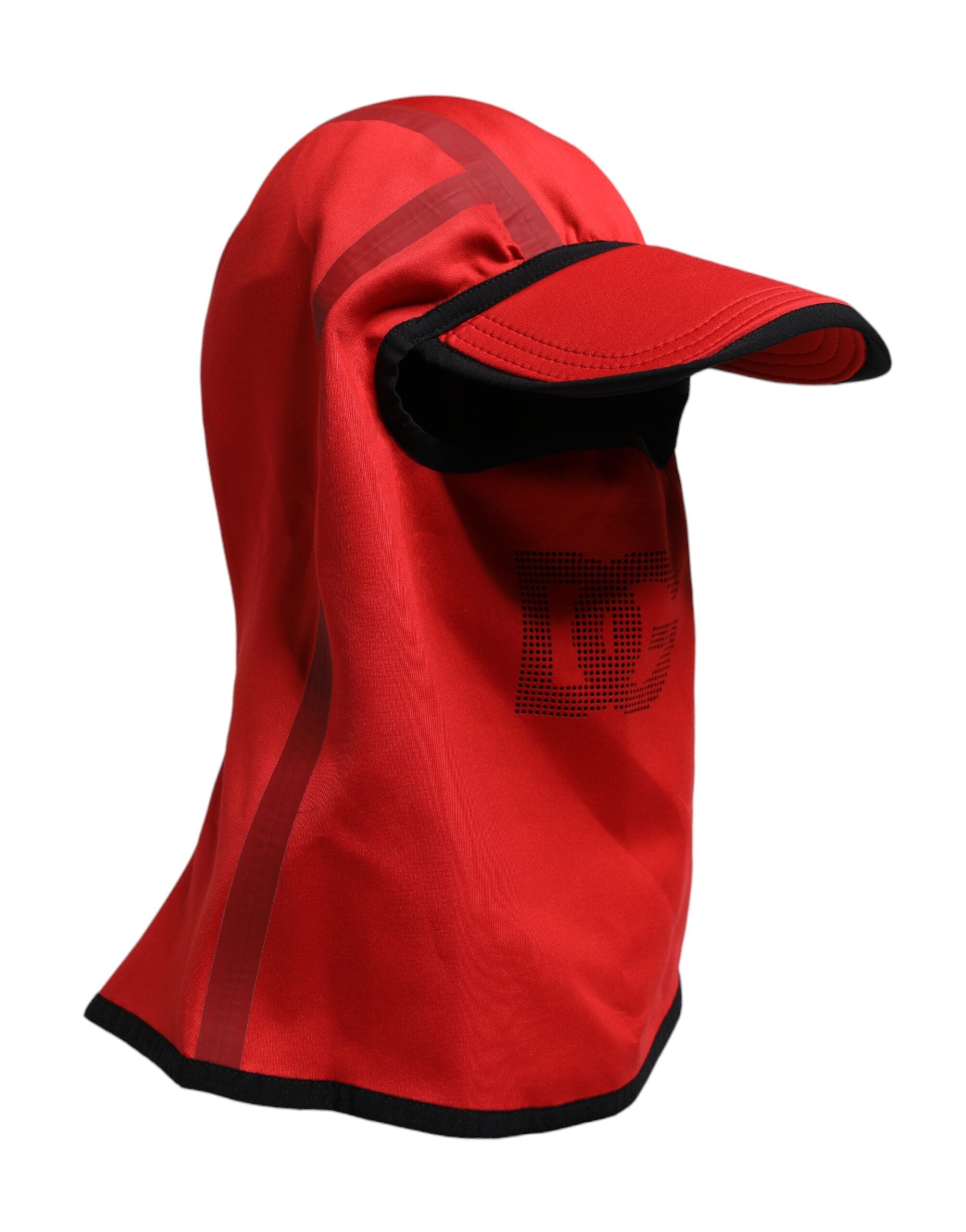 Dolce & Gabbana Rote Logo-Polyester-Mütze mit breiter Krempe Balaclava