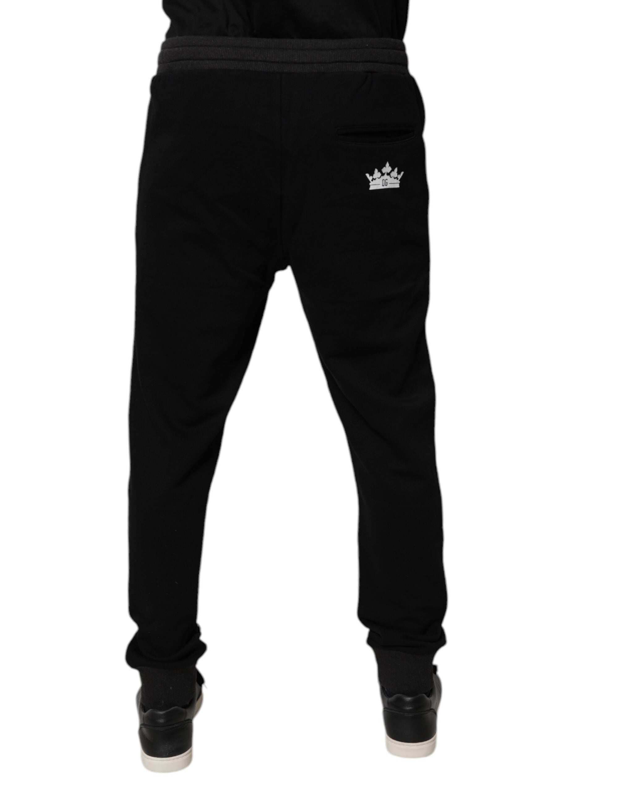 Dolce & Gabbana Schwarzes Logo Männer Jogger Baumwolle Sweatpants Hosen