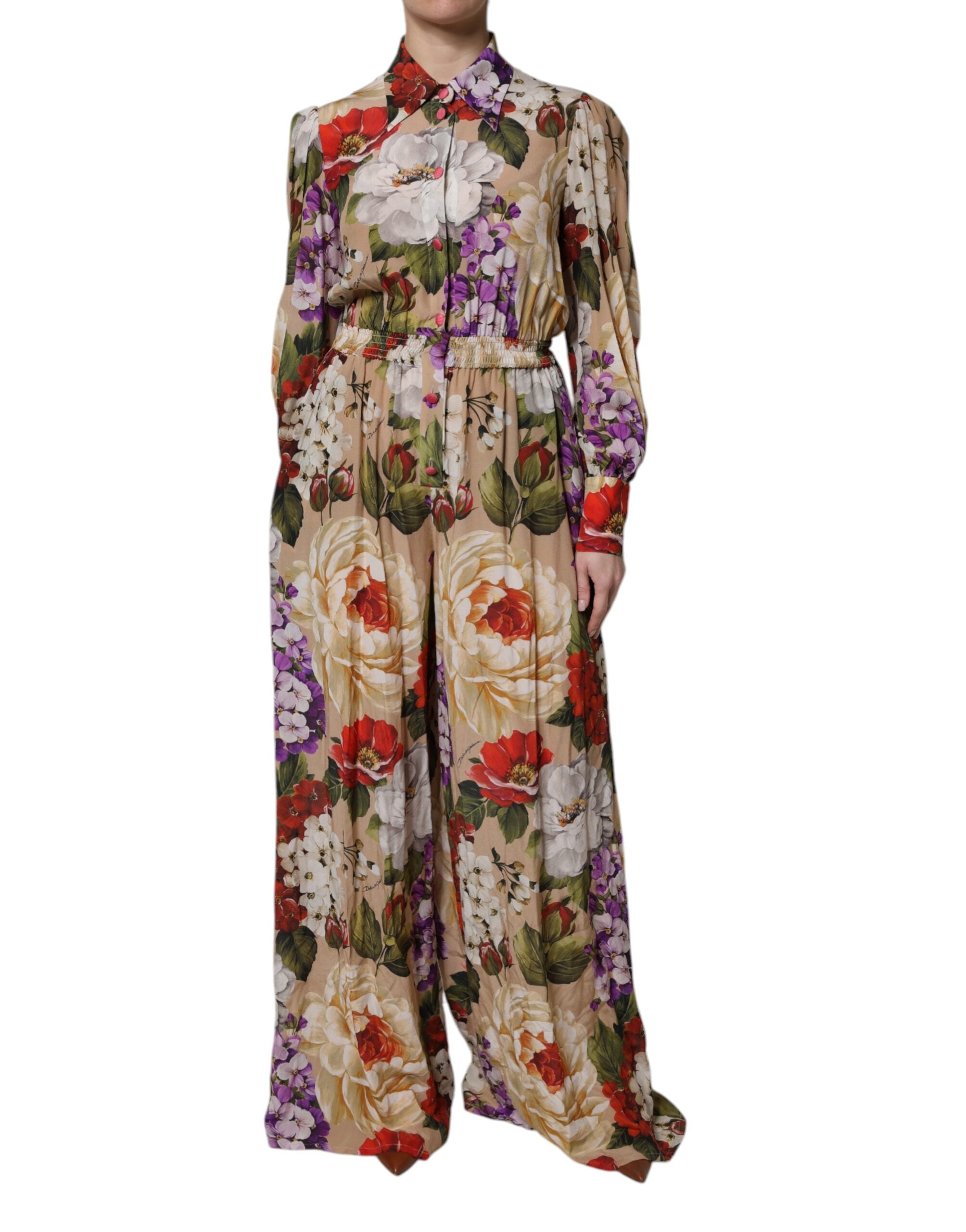 Dolce & Gabbana Multicolor Floral Weites Bein Jumpsuit Kleid