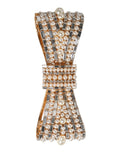 Dolce & Gabbana Gold Tone Brass Bow Crystal FauxPearl Embellished Brooch