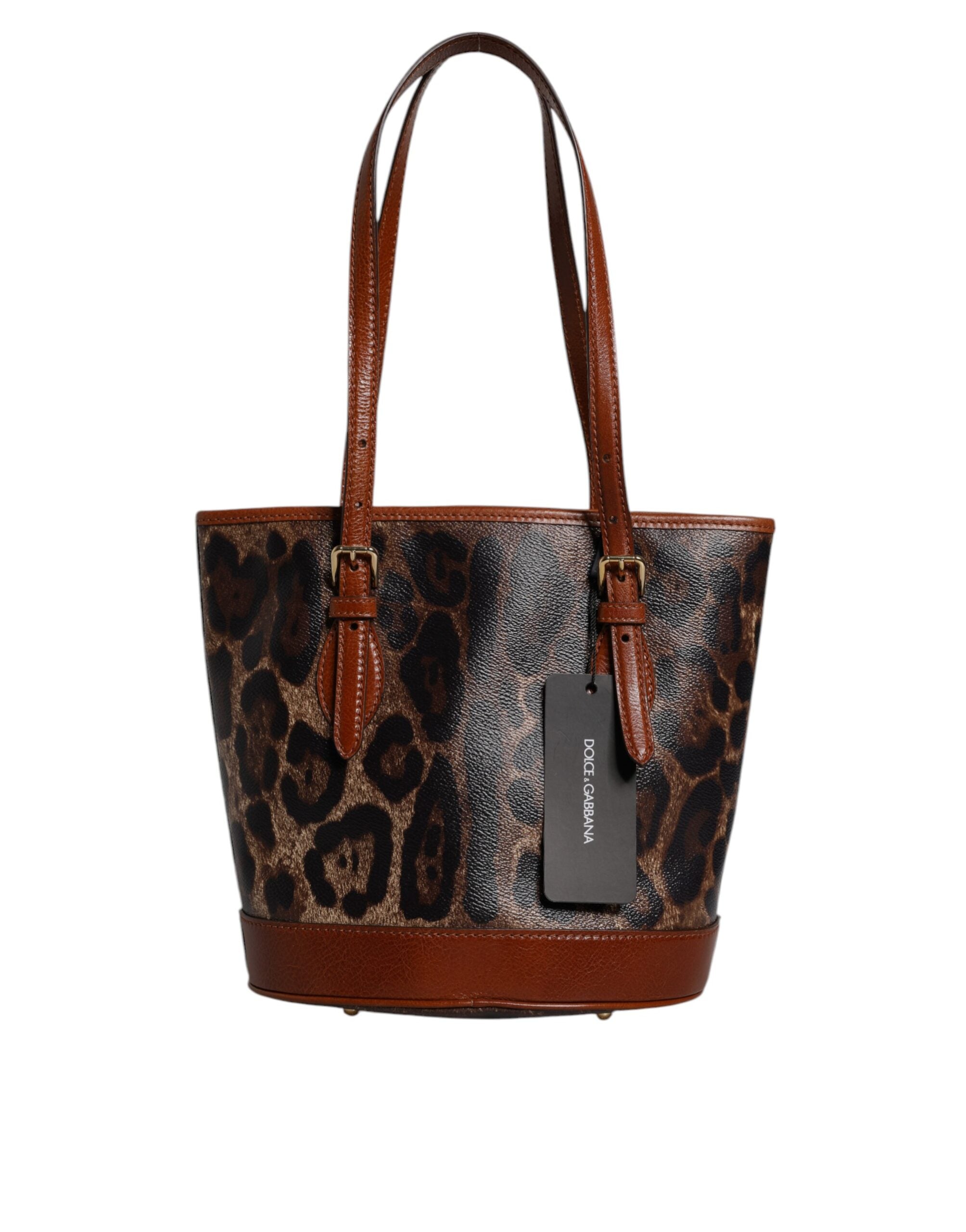 Dolce & Gabbana Braune Leopardenleder-Schulterriemen-Tasche