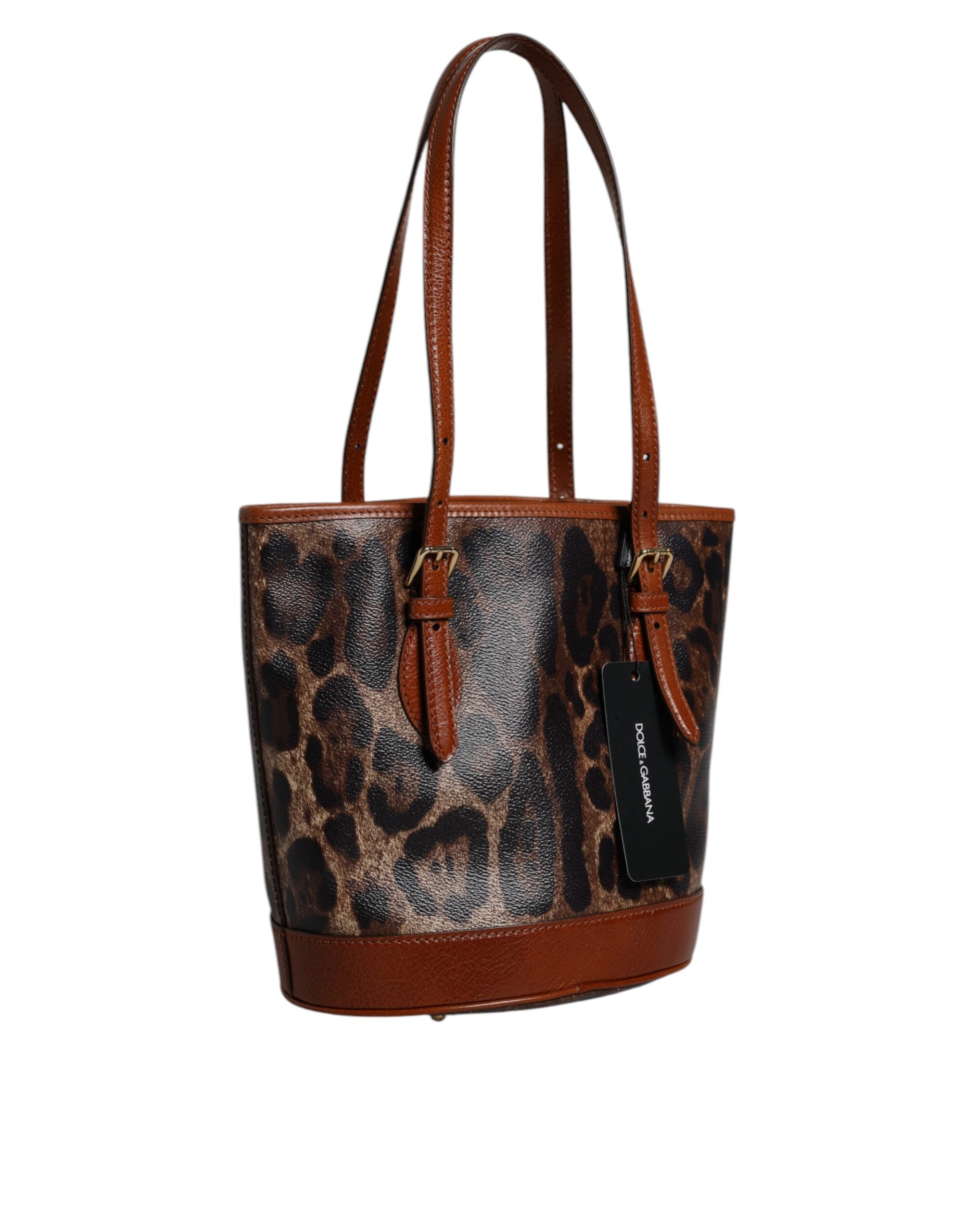 Dolce & Gabbana Braune Leopardenleder-Schulterriemen-Tasche