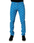 Dolce & Gabbana Blue Logo Monogram Cotton Skinny Denim Jeans