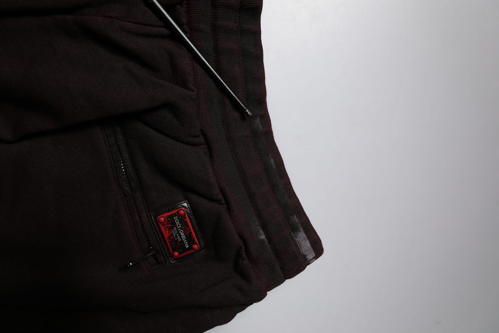 Dolce & Gabbana Maroon Cotton Logo Plaque Men Bermuda Shorts
