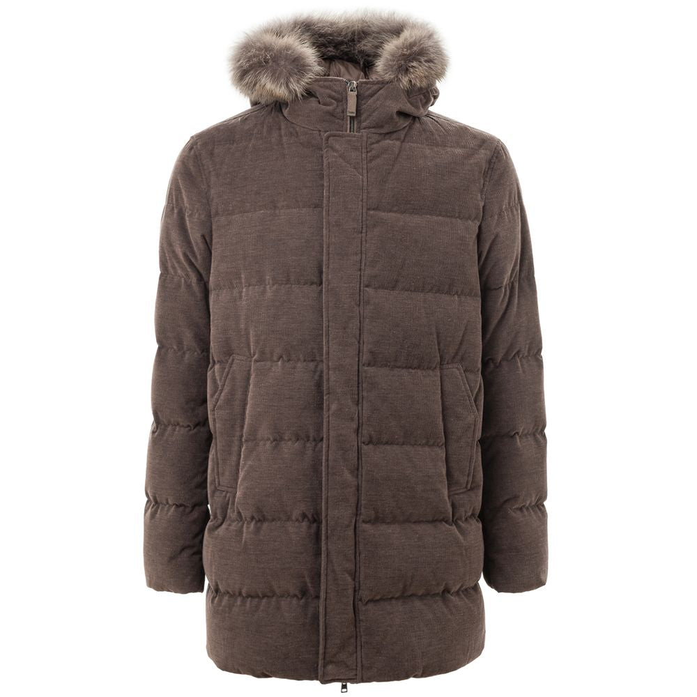 Herno Brauner Baumwoll-Bomberjacke