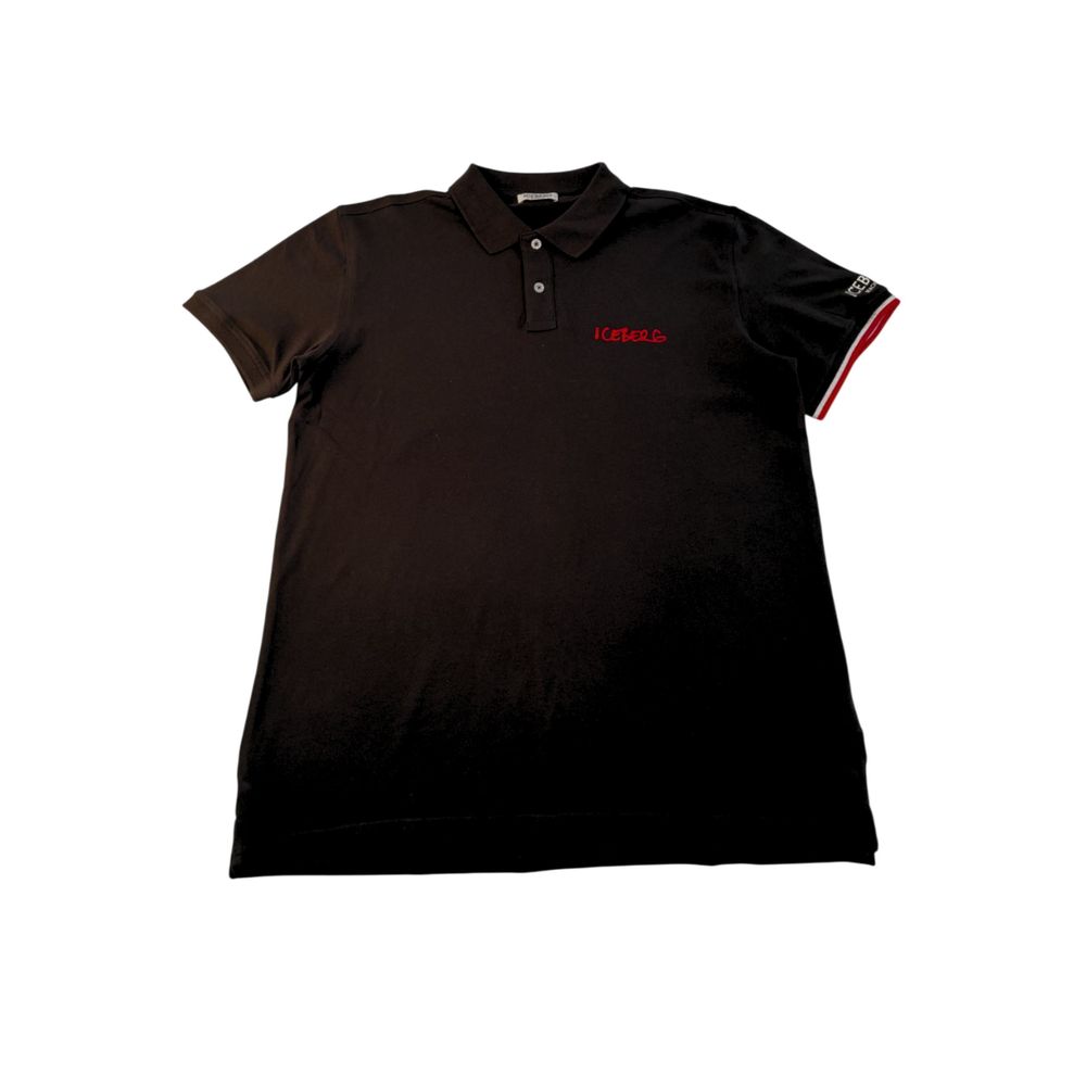 Iceberg Schwarzes Baumwoll-Poloshirt für Männer