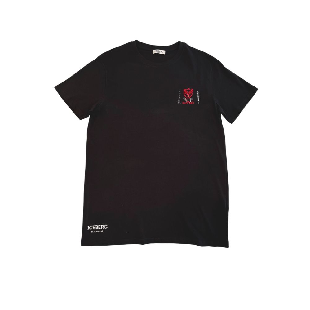 Iceberg Schwarzes Baumwolle Männer T-Shirt